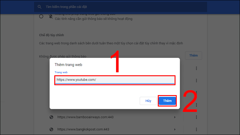 Chặn thông báo trang web đã kết thúc